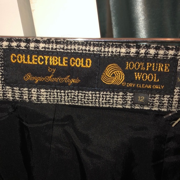 VTG 80s Wool Houndstooth Plaid Hi-waist Trouser - Picture 12 of 13